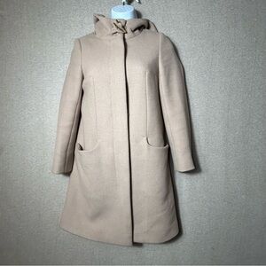 Babaton Aritzia Wool Cashmere Long Coat Womens Size XXS Beige Italy Hooded READ